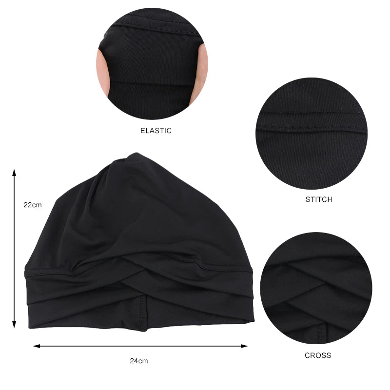 New Women cross muslim hijab inner hat Islamic UnderScarf Arab Wrap Chemo Bandana Muslim Scarf Hijab Bonnet Cap Indian Hat Beauty World Shop