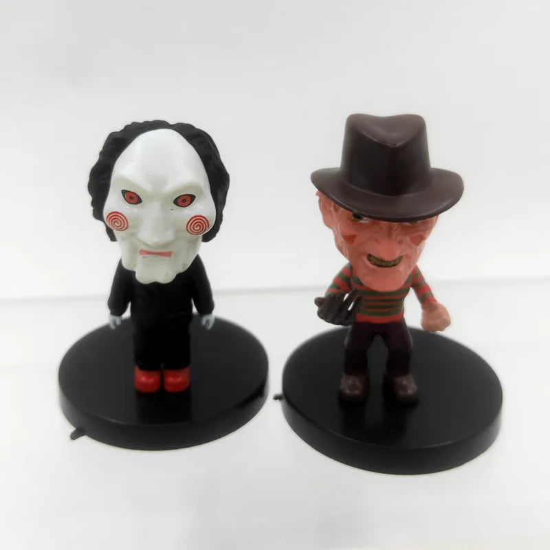 10 Pieces / Set Horror Film Series Jason Freddy Clown Action Figure Toys PVC Model Halloween Gift Vinyl Figurine Doll Gift Beauty World Shop