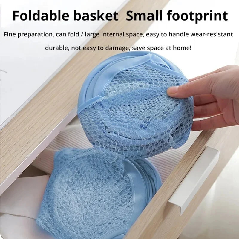 Folding Household Laundry Storage Basket Mesh Dirty Clothes Storage BasketToy Storage Bag Household Storage Bucket Beauty Fashion