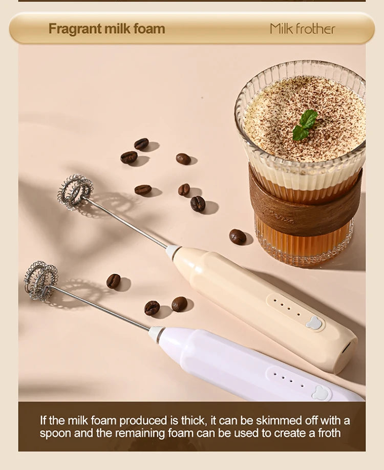 MINI Coffee Frother USB Rechargeable 3 Speeds Foam Maker Coffee Milk Mixer Electric Handle Blender Egg Beater Hot Cooking Tools Beauty World Shop