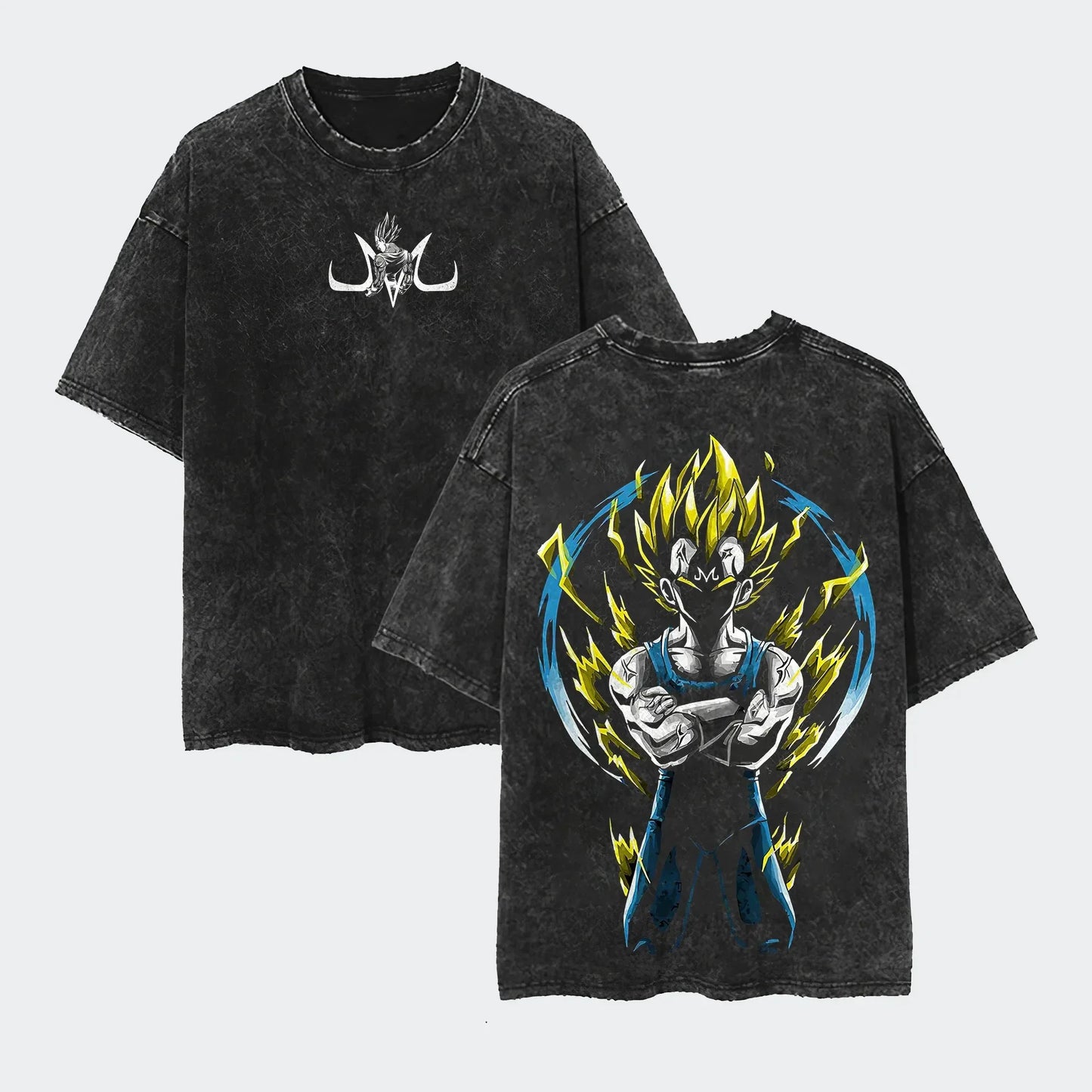 Anime Dragon Ball Cosplay Washed T-Shirt Cotton Short Sleeve Loose Large Casual Sports Fitness T-Shirt Men's Harajuku Clothing Beauty World Shop