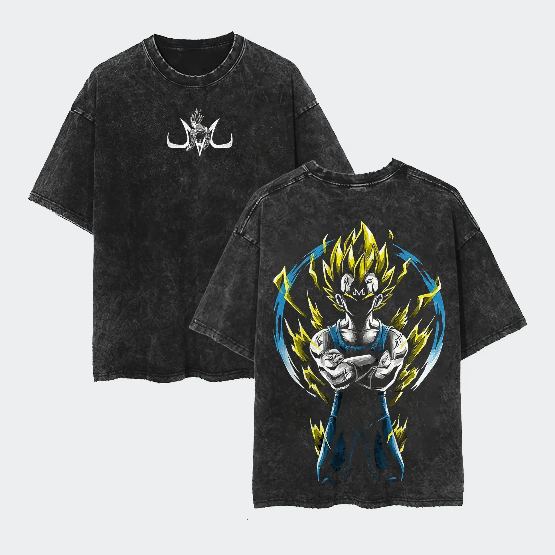 Anime Dragon Ball Cosplay Washed T-Shirt Cotton Short Sleeve Loose Large Casual Sports Fitness T-Shirt Men's Harajuku Clothing Beauty World Shop