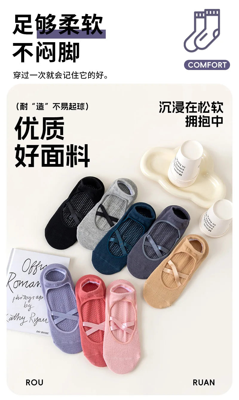1pair Fashion Yoga Socks Anti Slip Women Professional Pilates Socks Cotton Dance Floor Trampoline Aerobics Fitness Sports Socks Beauty World Shop