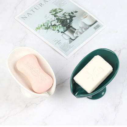 New 1 ceramic Leay shower soap holder, bathroom and kitchen supplies shape box, drain hole tray, storage board Beauty World Shop