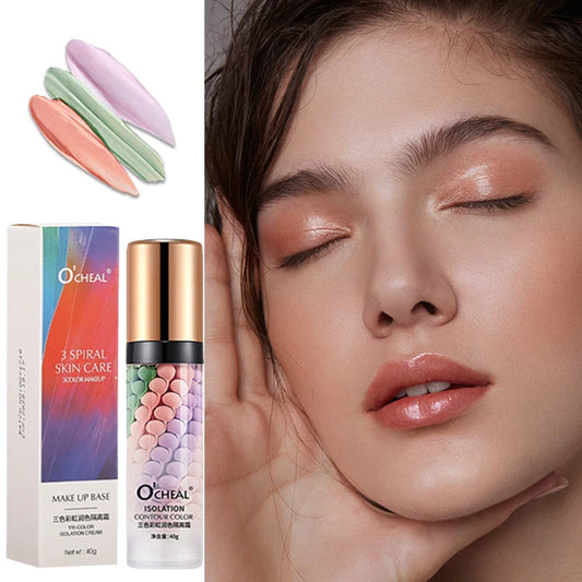 O‘’CHEAL One-Step Three Color Spiral Contour Isolation Primer Moisturizing Cream Face Care Corrector Foundation Makeup Cosmetic Beauty World Shop