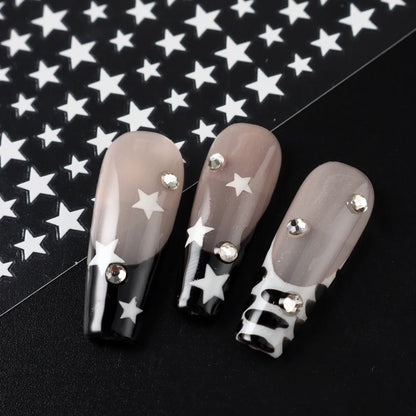 3D Black Pink Stars Stickers for Nails Golden Silvery Stars Adhesive Nail Decals Autumn Winter Festival DIY Nail Art Accessories Beauty World Shop