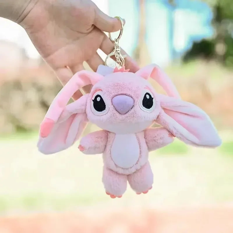 Cartoon Stitch Plush Keychain Soft Toy Cute Stuffed Animal Pendant Gift for Girls  Angel Doll Bag Charm Kids Birthday Present Beauty Fashion