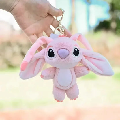 Cartoon Stitch Plush Keychain Soft Toy Cute Stuffed Animal Pendant Gift for Girls  Angel Doll Bag Charm Kids Birthday Present Beauty Fashion