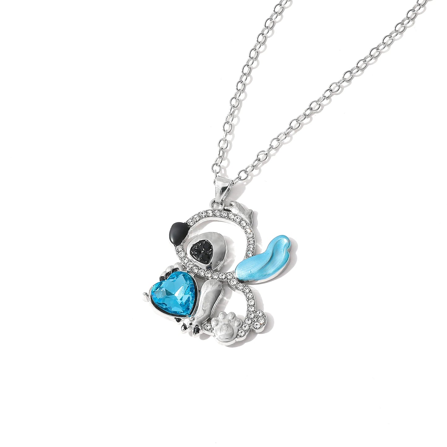 Lilo & Stitch Heart Rhinestone Necklace for Girls Anime Charms Pendant Fashion Jewelry Aesthetic Accessory Birthday Gift Beauty World Shop