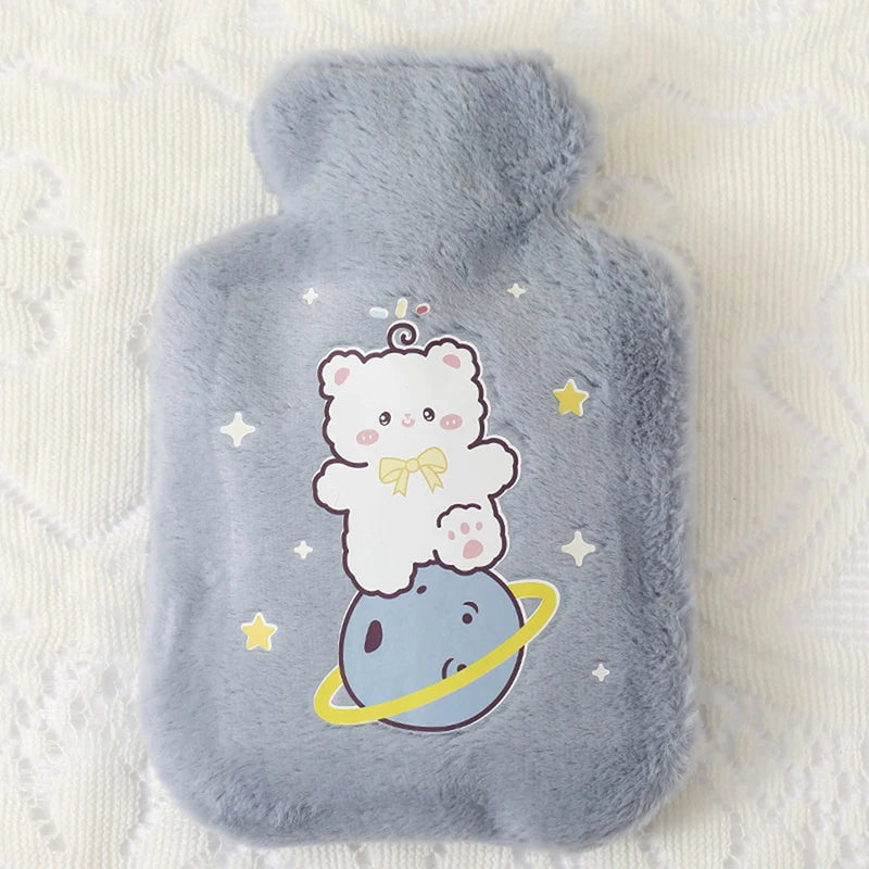 Cartoon Plush Rabbit Bear Hot Water Bottle Water Filling Velvet Small Portable Student Hand Warmer Cute Warm Water Bag Beauty World Shop