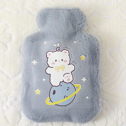 Cartoon Plush Rabbit Bear Hot Water Bottle Water Filling Velvet Small Portable Student Hand Warmer Cute Warm Water Bag Beauty World Shop