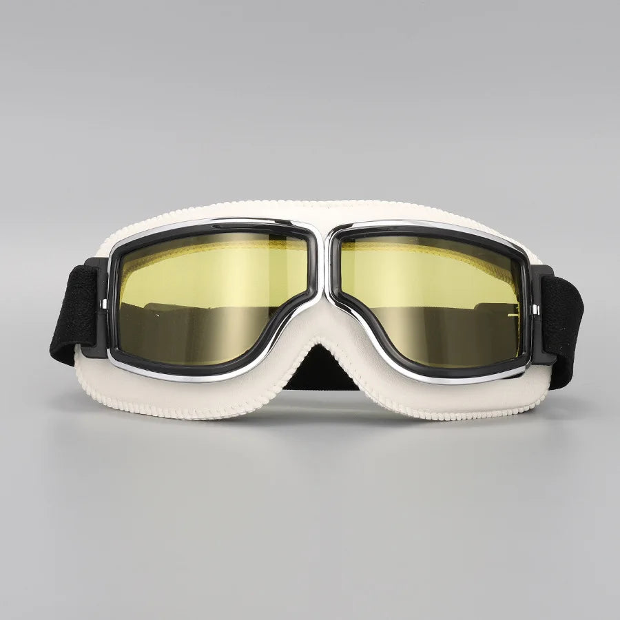 Motorcycle Glasses Windproof Motorcycle Helmet Glasses Sunglasses Retro Universal Folding Leather Retro Motorcycle Accessories Beauty World Shop