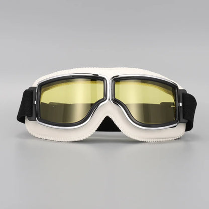 Motorcycle Glasses Windproof Motorcycle Helmet Glasses Sunglasses Retro Universal Folding Leather Retro Motorcycle Accessories Beauty World Shop