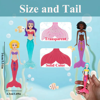 4/3 PCS 1 bag Mermaid Water Play Toys Different Style for Swimming Children Game in Sun Pool/Beach/Bath Time Gift Color Random Beauty World Shop