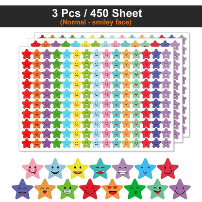 450-3000 Sheet Happy Face Stars Reward Sign Stickers Pack DIY Skateboard Suitcase Stationery Decals Decor Phone Laptop Gift Toys Beauty World Shop