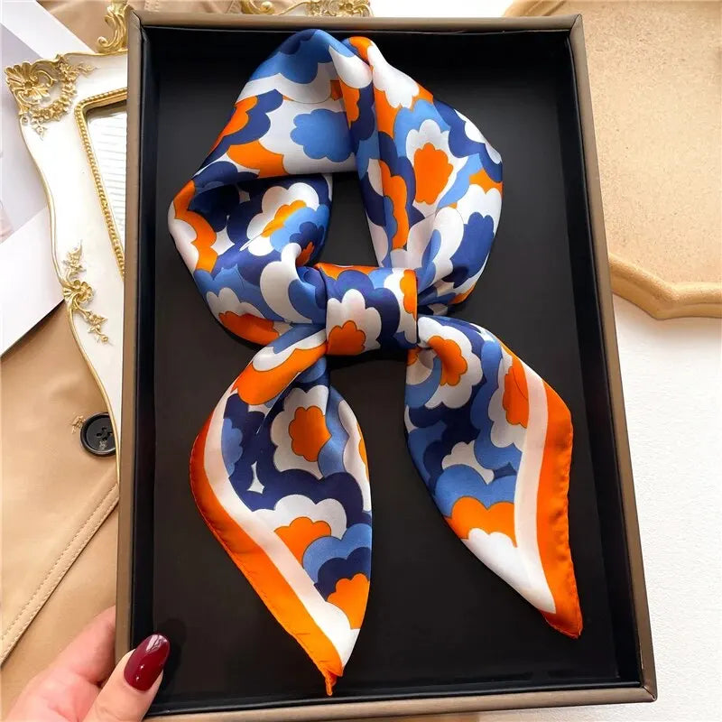 Luxury Print imitation Silk Square Scarf Women Spring Neck Tie Shawl Wraps Female Hair Hand Wrist Headkercheif Hijab Bandana Beauty World Shop