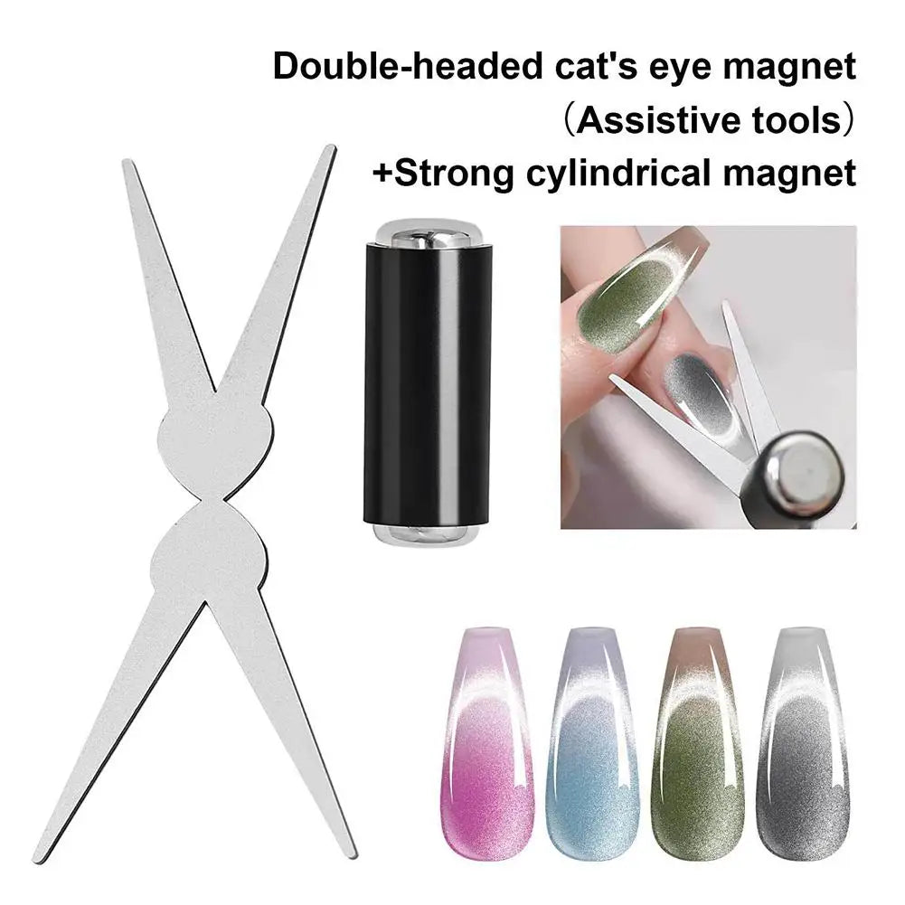 Double-head French Nail Art Magnet Set Cat Eye Magnetic Rod Combination Nail Art DIY V-Shaped Effect Gel Nail Polish Magnet Beauty Trend Shop