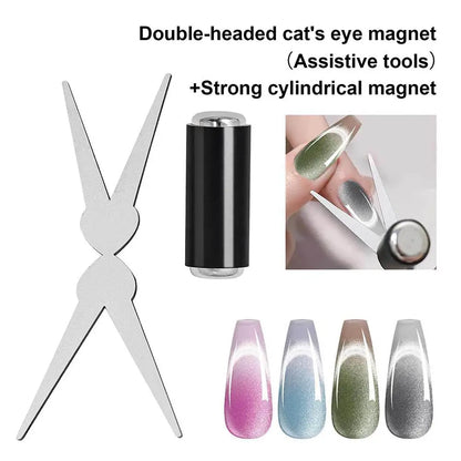 Double-head French Nail Art Magnet Set Cat Eye Magnetic Rod Combination Nail Art DIY V-Shaped Effect Gel Nail Polish Magnet Beauty Trend Shop