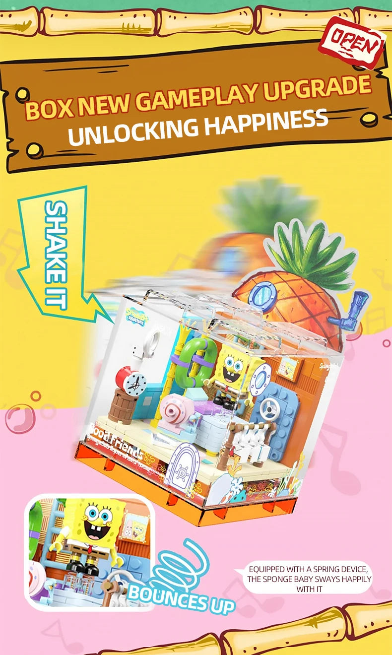 Spongebob Building Blocks Patrick Star Krusty Krab Squidward Tentacles Room Model Bricks Set Desktop Ornaments Kids Toys Gifts Beauty World Shop
