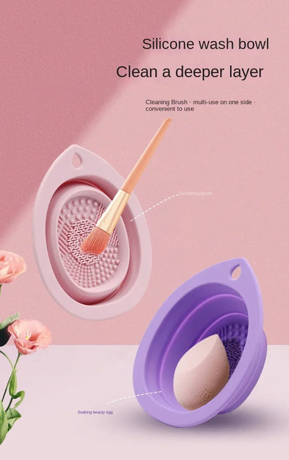 Silicone Makeup Brush Cleaner Folding Powder Puff Cleaning Bowl Eyeshadow Brushes Washing Soft Mat Beauty Tools Scrubber Box Beauty World Shop