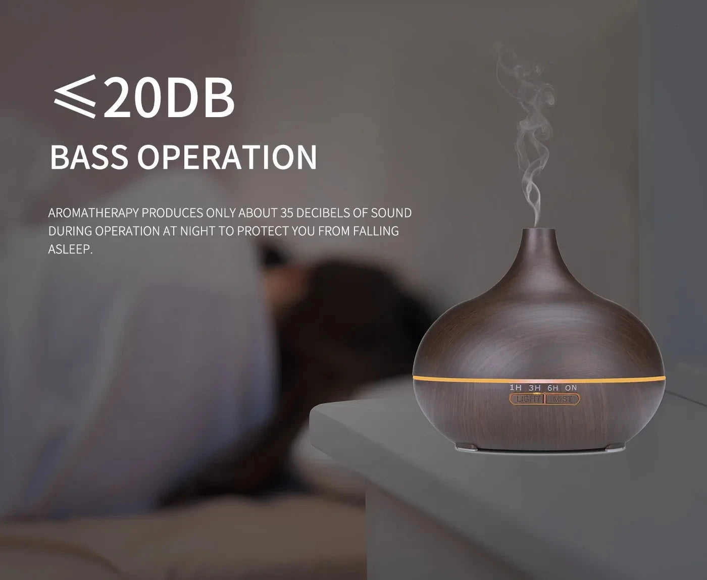 Air Humidifier Aromatherapy Essential Oil Diffuser Wood Grain 500ml Ultrasonic Remote Control 7 Color Lights For Home Bedroom ﻿ Beauty World Shop