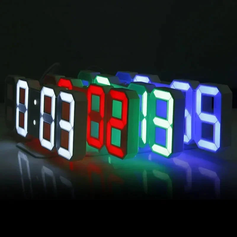 3D LED Digital Clock Wall Decoration Glow Night Mode Decoration for Home Adjustable Electronic Watch Clock Decor Clocks Garden Beauty World Shop