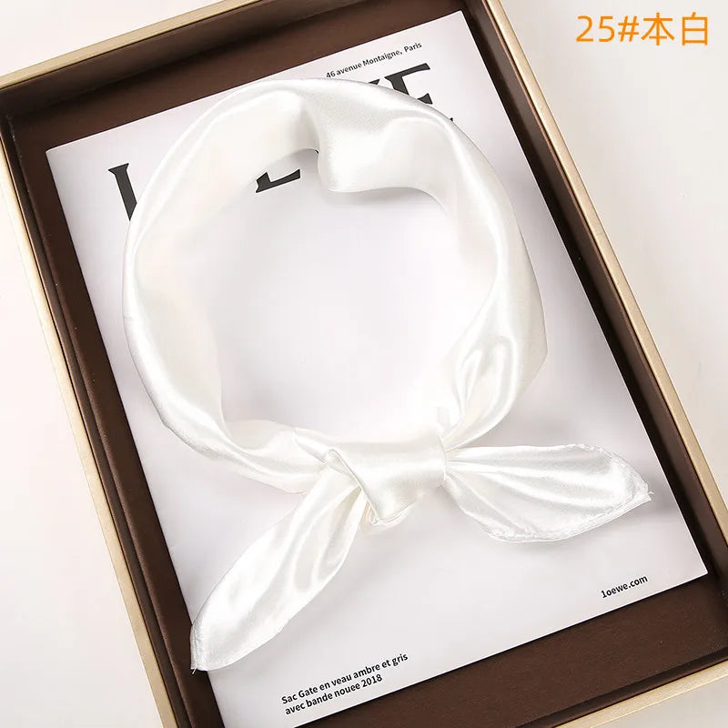 New Solid 60x60cm Square Scarf Single Imitation Silk Bright Light And Satin Performance Scarves Party Gift Beauty World Shop