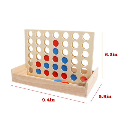 Wooden 4 Row Board Game 4 Connected Games for Travel Board Game Foldable Classic Family Fun Toy Christmas Gift Beauty World Shop