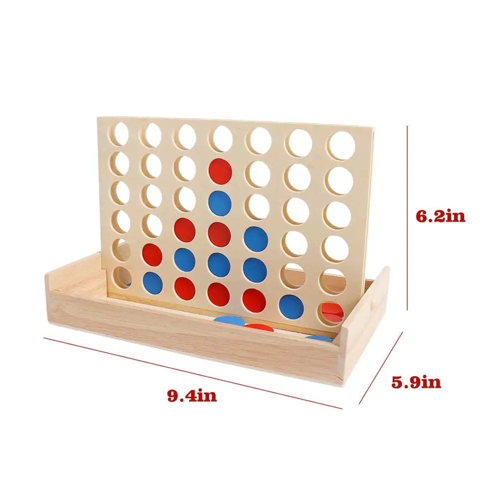 Wooden 4 Row Board Game 4 Connected Games for Travel Board Game Foldable Classic Family Fun Toy Christmas Gift Beauty World Shop