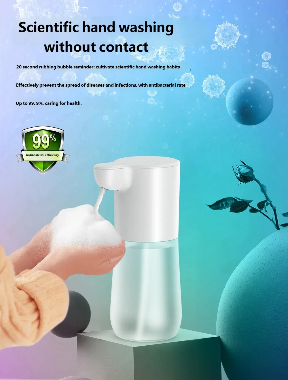 HOMEFISH Smart Sensor Automatic Soap Dispenser 350ml USB Charging Contactless Soap Foam Dispenser Hand Sanitizer Machine Beauty World Shop