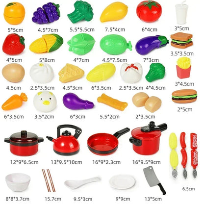 Set For Kids Girl Cooking Kitchen Toys Baby Cutting Fruit Cooking Kitchen Utensils Children's Simulation Education Pretend Play Beauty World Shop