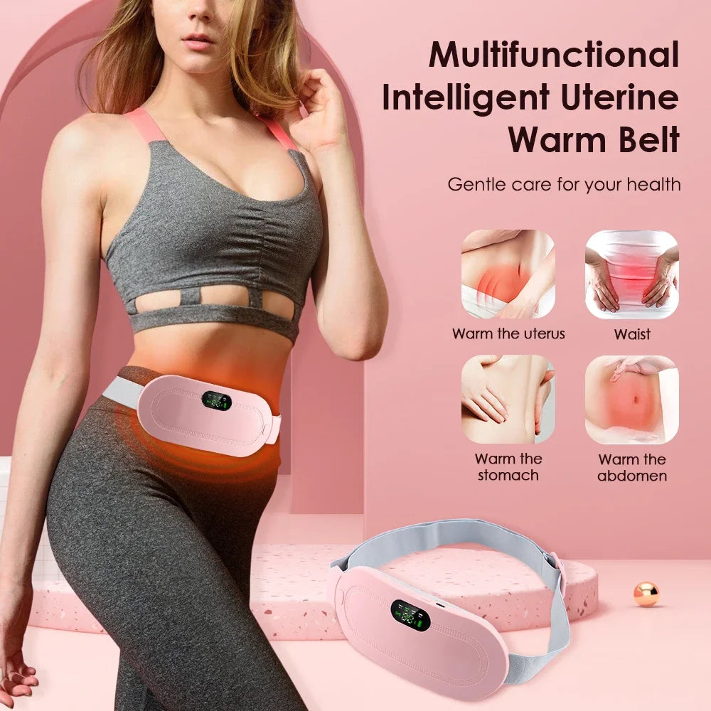 Electric Waist Massage Period Cramp Massager Vibrating Heating Belt for Menstrual Waist Stomach Abdominal Warm Palace Belt Beauty World Shop
