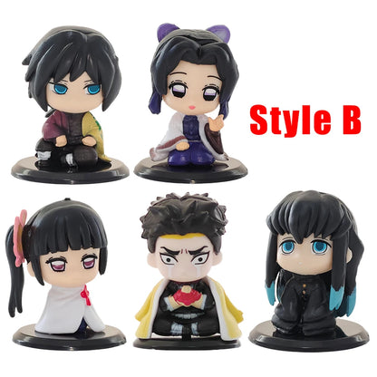 5 Style/Set Q Version Demon Slayer Sitting Ghost Doll Tanjiro Nidouzi Inosuke Zenizu Figure Action Figure Movie Model Toys Doll Beauty World Shop