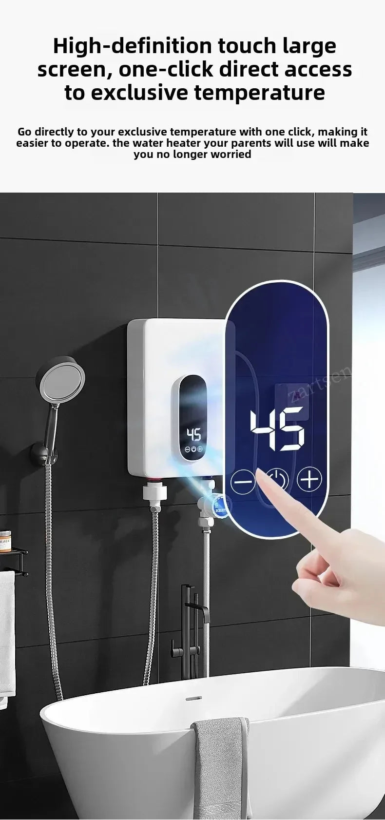 220V Instant Hot Water Heater Tankless Electric Compact for Bathroom Toilet Energy Saving On-Demand Solution Beauty World Shop