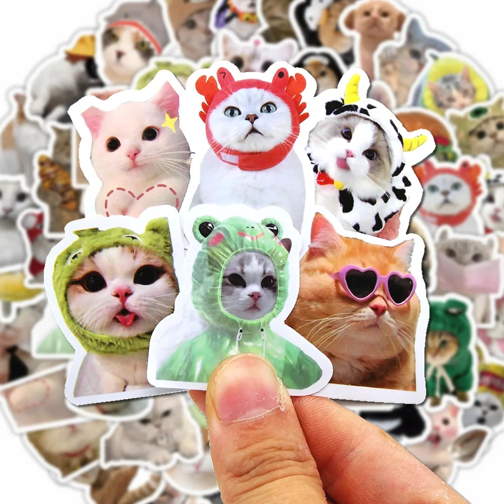 100/500/1000pcs Funny Cat Stickers Cartoon Cute Decals Toy Stationery Guitar Phone Bicycle Laptop Luggage Graffiti Kids Sticker Beauty World Shop