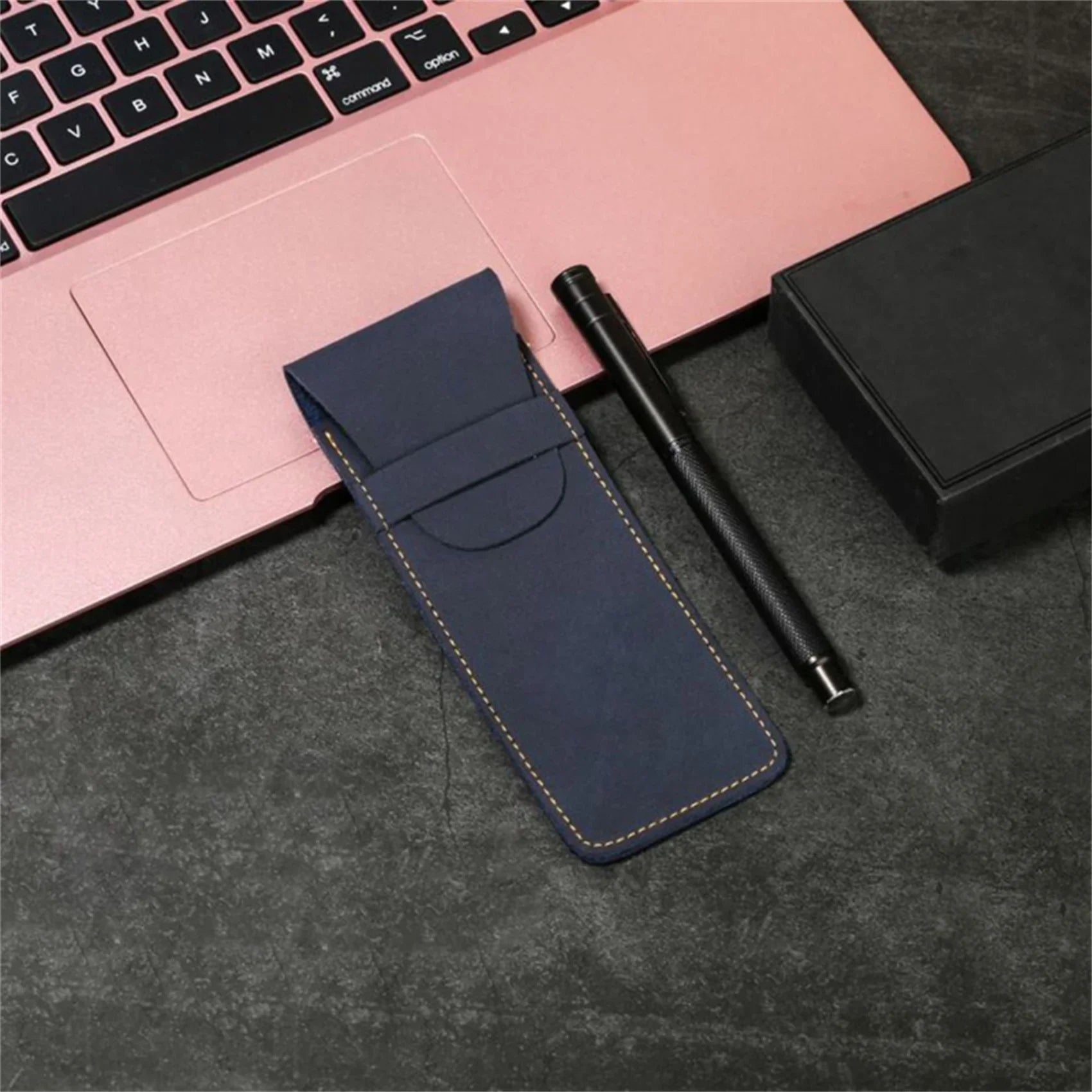 Vintage Frosted PU Leather Flap Pen Case High-end Fountain Pen Protective Sleeve Large Capacity Double Set of Pen Case Beauty World Shop
