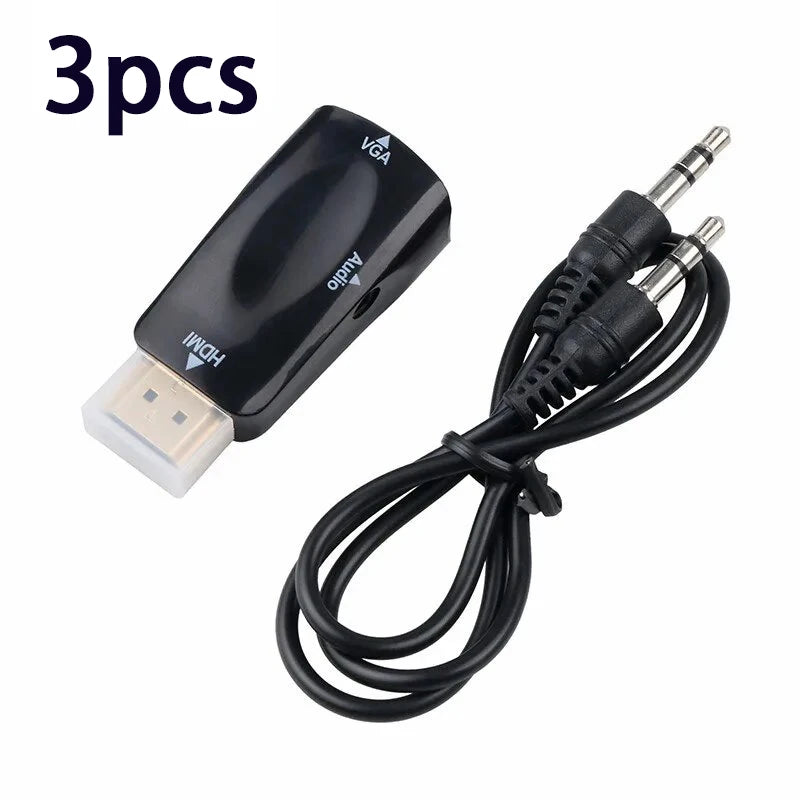 Hdmi Compatible Vga Cable Converter, Male To Female Adapter, 3.5mm Jack, Audio, Hd 1080p For Pc, Laptop, Tablet Beauty World Shop