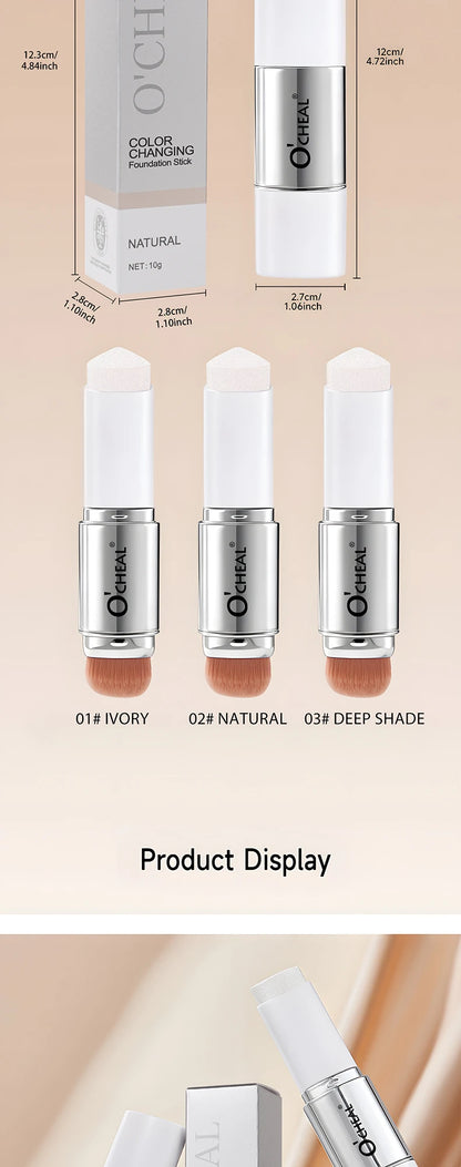O'CHEAL Temperature Changing Foundation Stick Facial Coverage Blemishes Pores Double-Headed Face Matte Makeup Foundation Cream Beauty World Shop