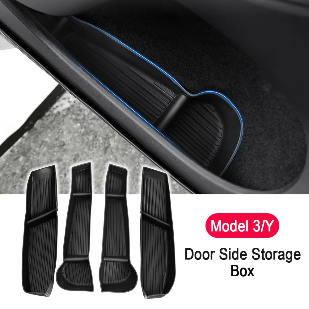 Door Side Storage Box Front Rear Door Handle Armrest Tray Organizer for Tesla Model 3 and Model Y Juniper 2025 Car Accessories Beauty World Shop