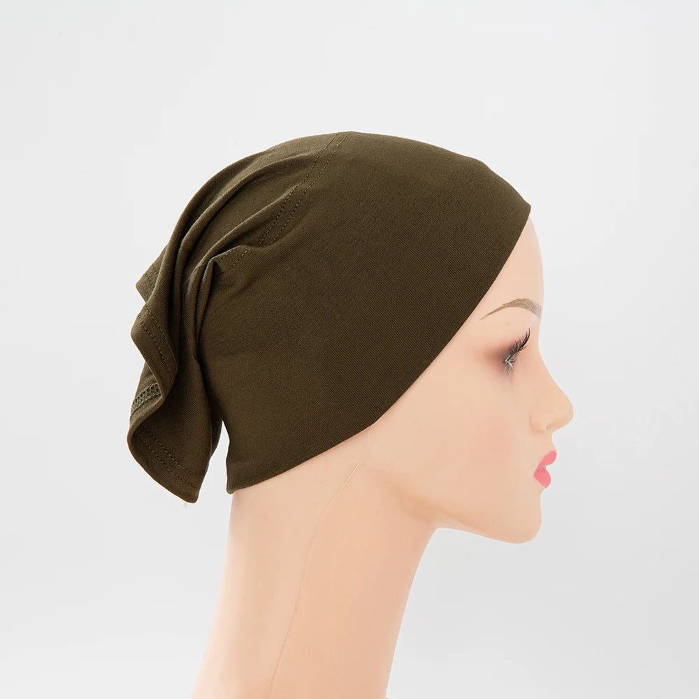 56colors Fashion Women Inner Hijab Tube Muslim Cap Bonnet Plain Islamic Underscarf Bamboo Jersey Undercaps Beauty World Shop