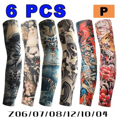 6 PCS Tattoo Sleeves Unisex Summer Cycling Sun Protection Arm Covers Beach Driving Fishing Breathable Nightclub Elastic Sleeves Beauty World Shop