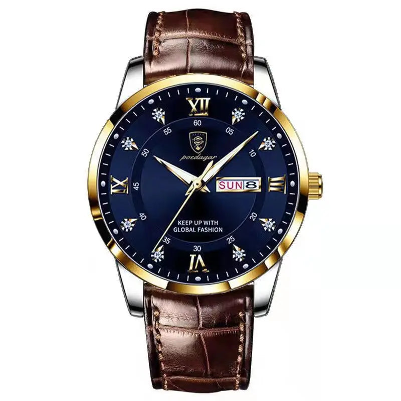 POEDAGAR Luxury Brand Men Watches Waterproof Luminous Leather Quartz Man Wristwatch Casual Sports Military Watch For Men relogio Beauty World Shop