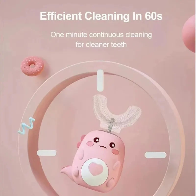 Children'S Electric Toothbrush Food Grade Silicone Oral 360 Degree Automatic Usb Charging Smart Children'S Toothbrush U-Shaped Beauty World Shop