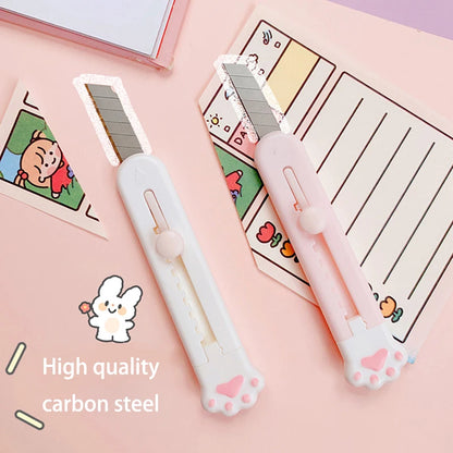Kawaii Mini Pocket Cat Paw Art Utility Knife Express Box Knife Paper Cutter Craft Wrapping Refillable Blade Stationery Big sale Beauty World Shop
