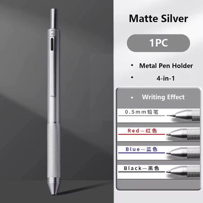 Multifunctional 4-color-in-one gravity-sensing pen metal ballpoint pen/Mechanical Pencil,Black/Red/Blue Ink Oil Signing canetas Beauty World Shop