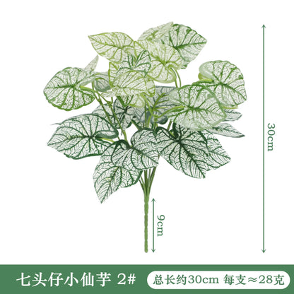 Artificial Plants Leaves Silk Tortoiseshell Leaf Dieffenbough Fake Small Fairy Taro Simulation Green Plant Living Room Decor Beauty World Shop
