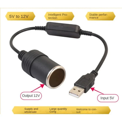 1pc 5V 2A USB To 12V Cigarette Lighter Socket USB Male to Female Cigarette Lighter Adapter Converter Car Electronics Accessories Beauty Trend Shop