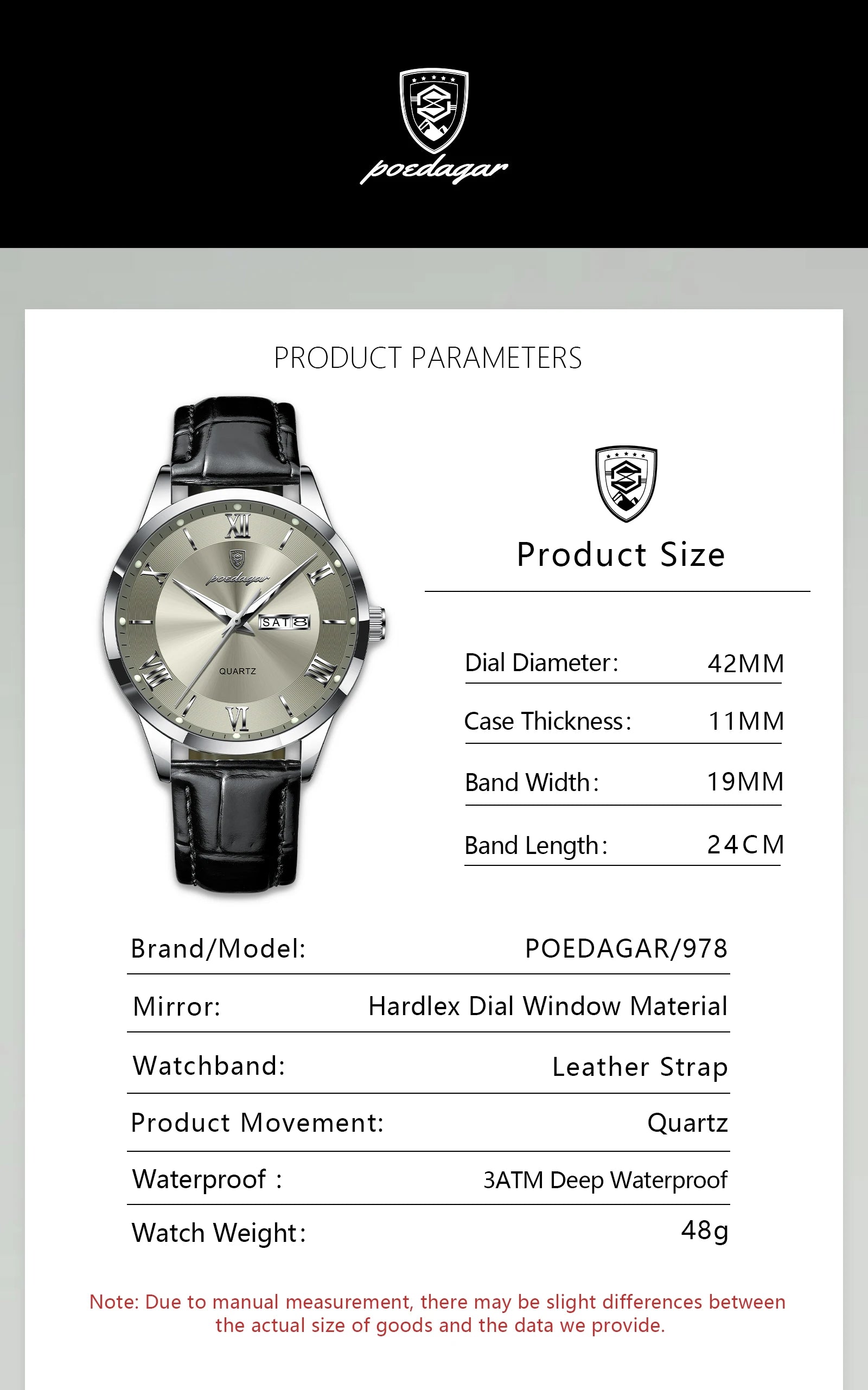 POEDAGAR Business Brand Men Clock Waterproof Luminous Date Week Fashion Man Wristwatch Leather Luxury Men's Quartz Watches Reloj Beauty World Shop