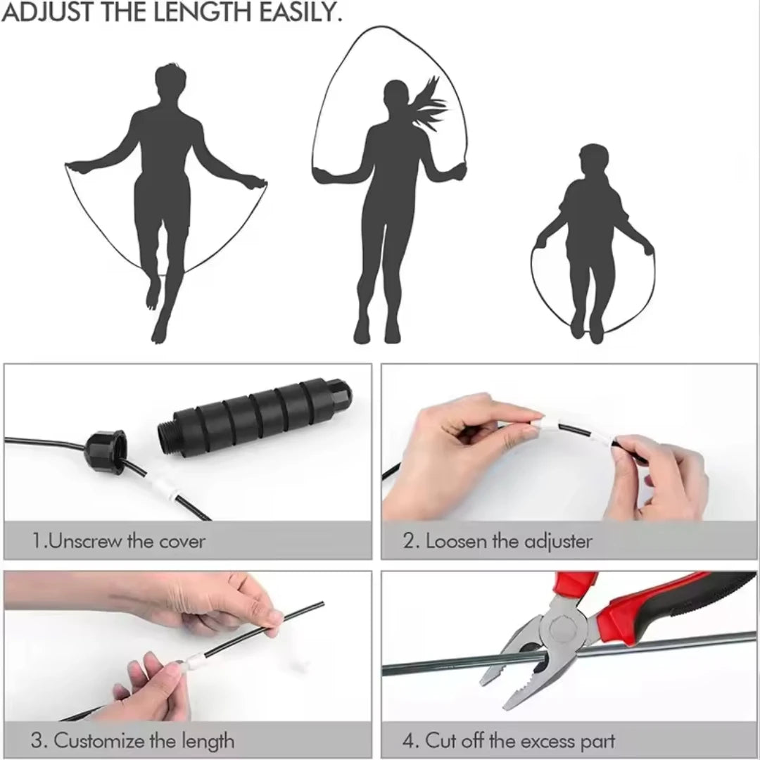 Jump Rope, Tangle-Free Rapid Speed Jumping Rope Cable with Ball Bearings for Women, Men, and Kids, Adjustable Steel Jump Rope Beauty World Shop