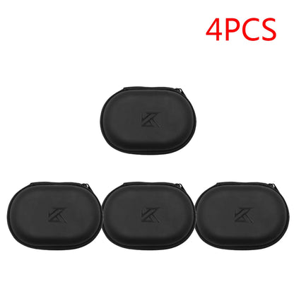 1-20PCS KZ Earphones Oval Storage Bag Wired Headphones PU Zipper Storage Box Portable Hold Case Container for KZ BA10 AS10 ES4